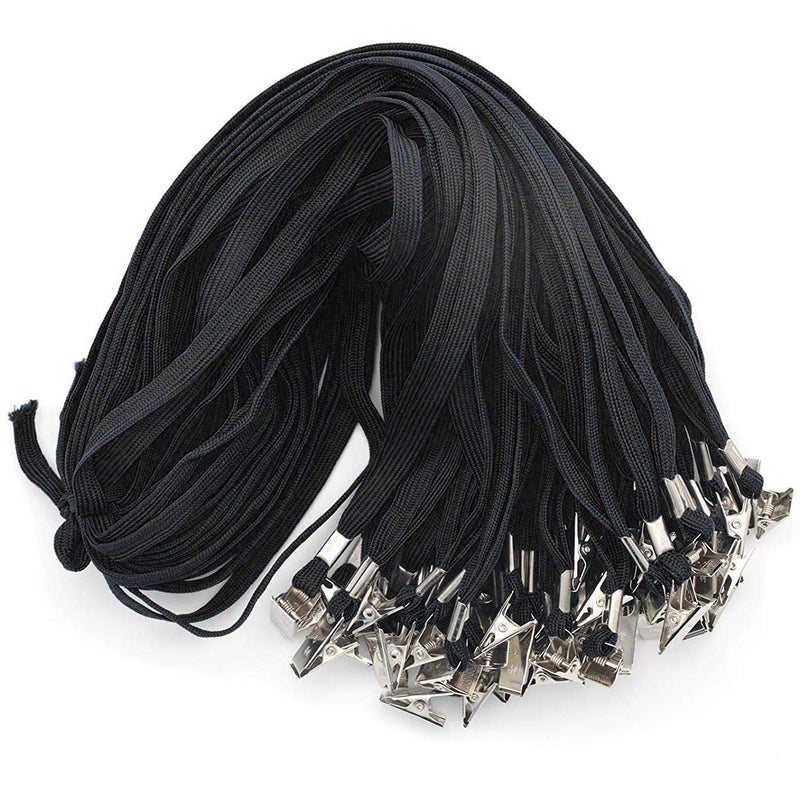 Beebel Black Lanyard Beebel 50PCS 32-Inch Flat Lanyards with Badge Clip Bulk Lanyard for Id Badges Name Tag Badge Holders (Black) - Image 1